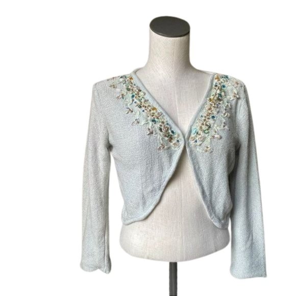 Free People Sea Shell Boho Beaded Knit Cardigan Medium - Picture 9 of 12